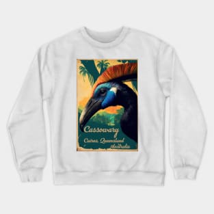 Cairns Australia Cassowary Vintage Travel Art Poster Crewneck Sweatshirt